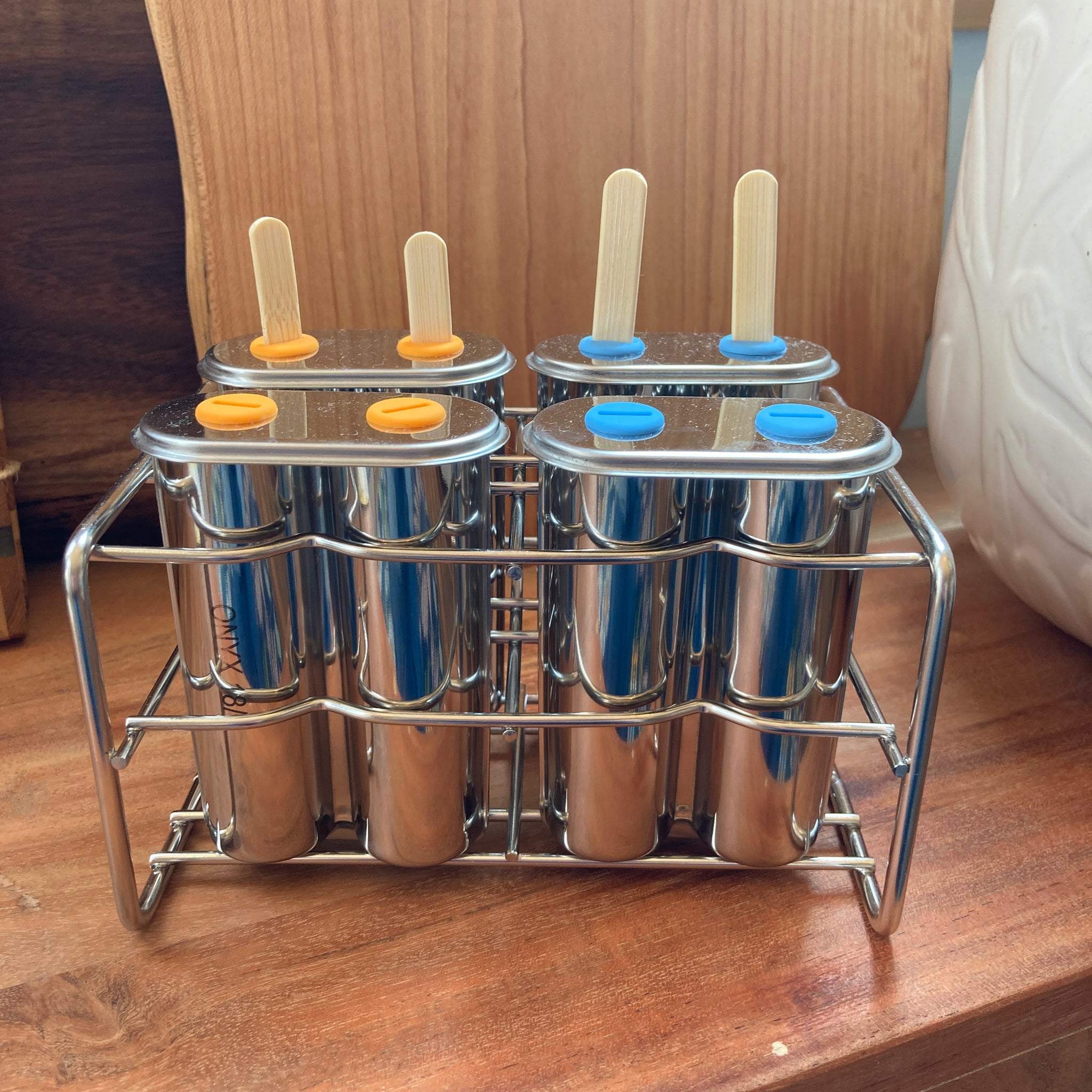 Stainless Steel Popsicle Molds - Set Of 6 Fast Freeze 18/8 Steel Molds With Bamboo Sticks