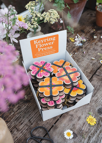KeyRing Flower Press in Oranges and Pinks