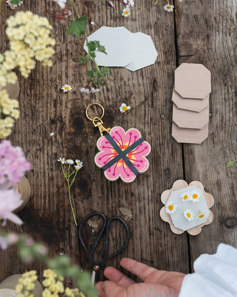 KeyRing Flower Press in Oranges and Pinks