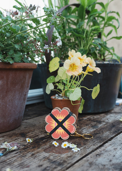 KeyRing Flower Press in Oranges and Pinks