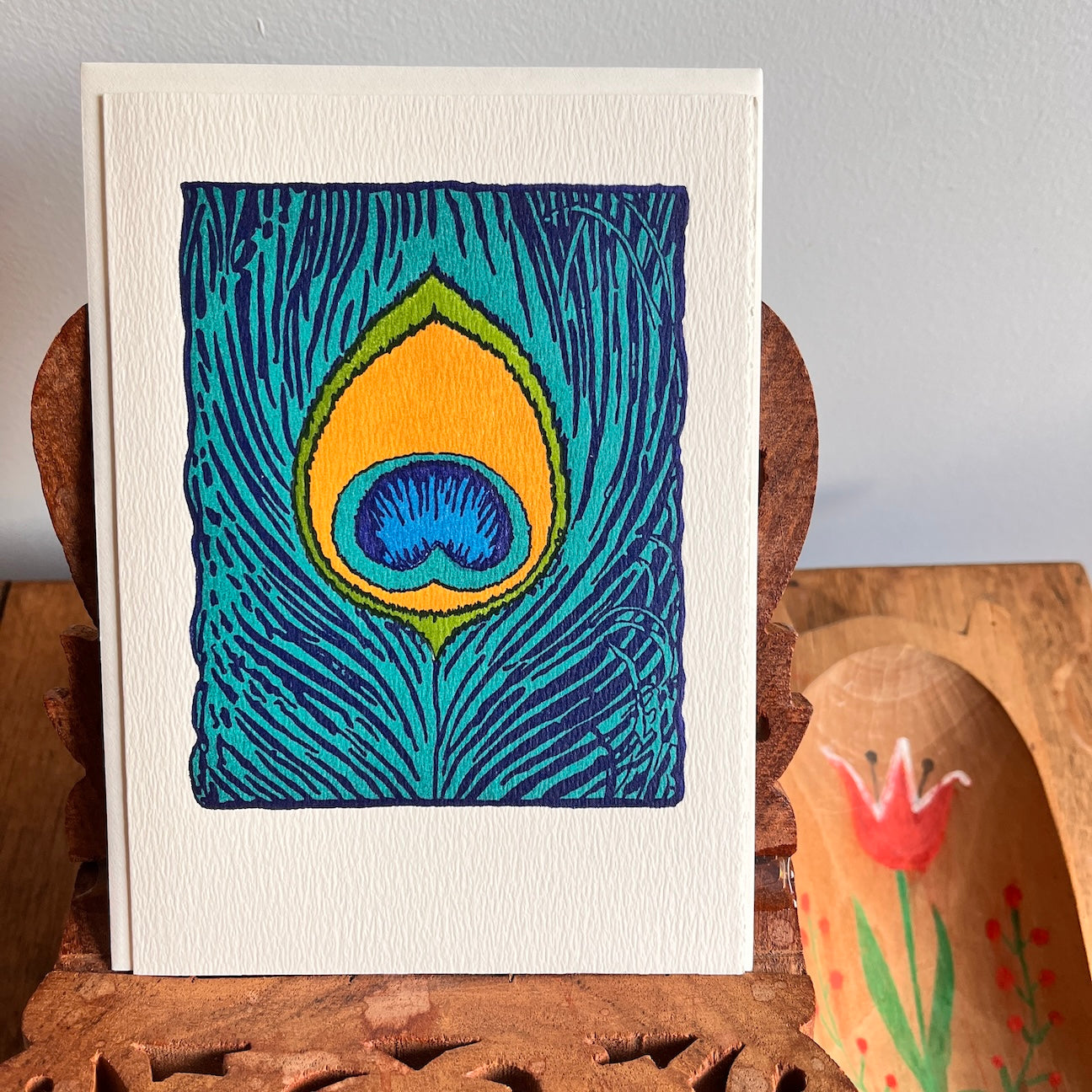 Peacock Feather | Letterpress Greeting Card