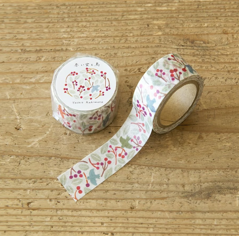 Red Berries and Birds Washi Tape | Yoshie Kakimoto
