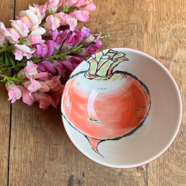 Red Turnip Mino Ware Donburi Bowl