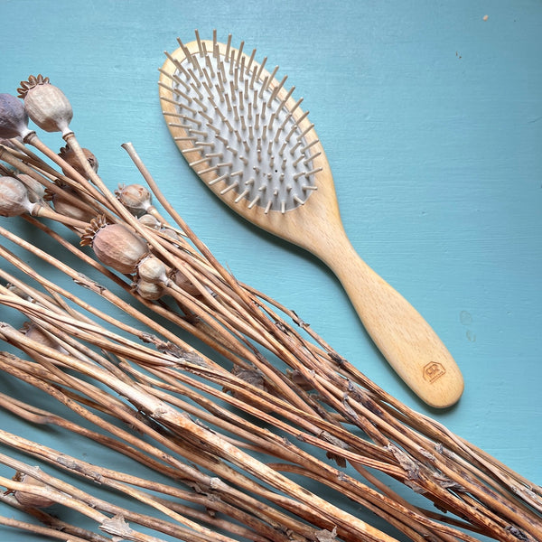 Wooden Hairbrush with Wooden Pins - Beechwood