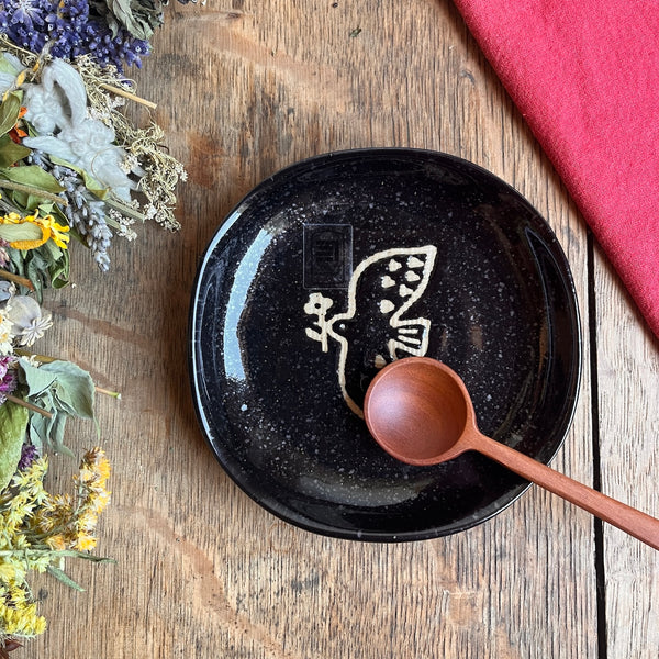 TORItoHA Square Small Bird Plate - Black Crystal