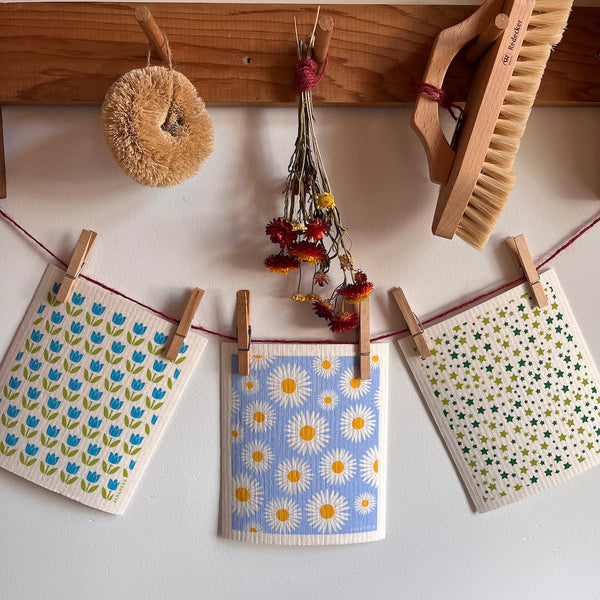 Bluebells, Daisy, Tulips | Swedish Dishcloth