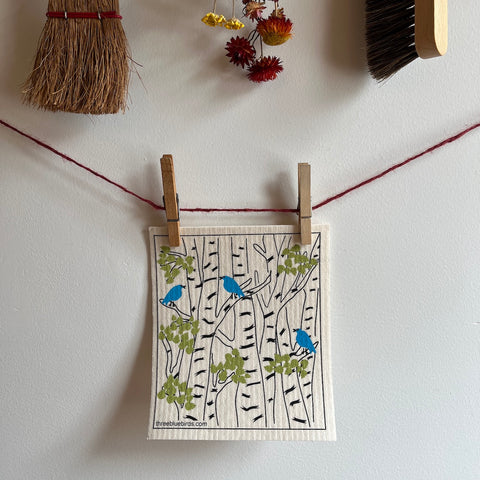 Spring Bluebirds | Swedish Dishcloth