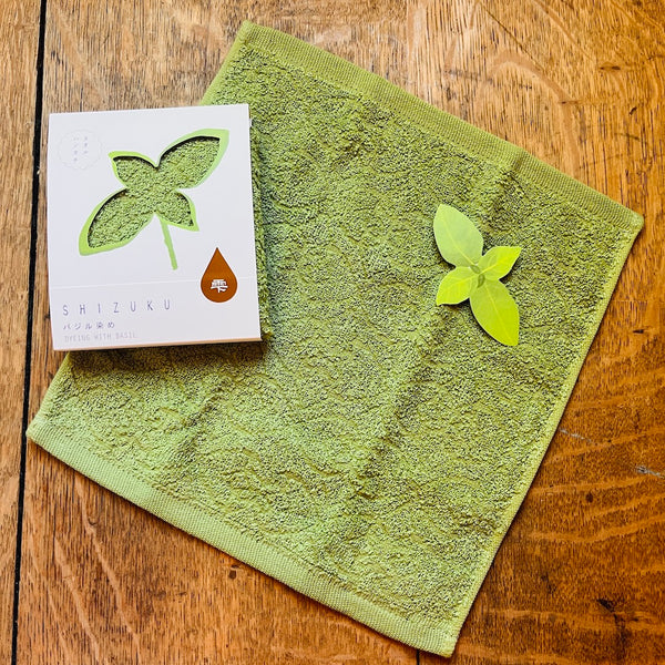 SHIZUKU Vegetable Dyed Towel Handkerchief  –  Basil Green