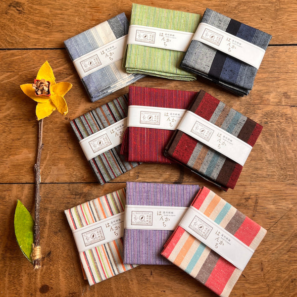 Tsumugu (Japanese Cotton) Handkerchiefs - Striped