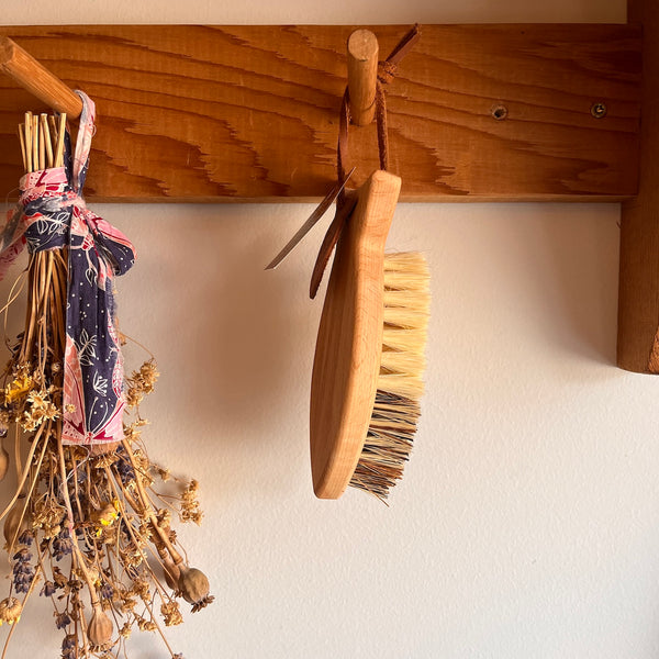 Vegetable Brush | Fish Shaped with Leather Hanging Strap