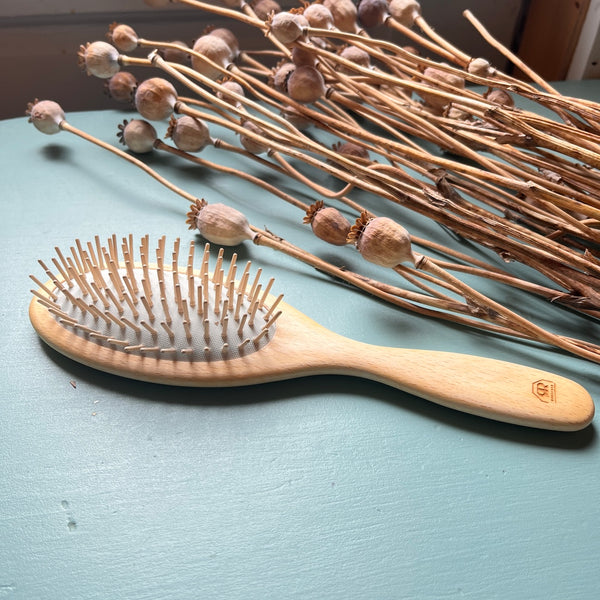Wooden Hairbrush with Wooden Pins - Beechwood