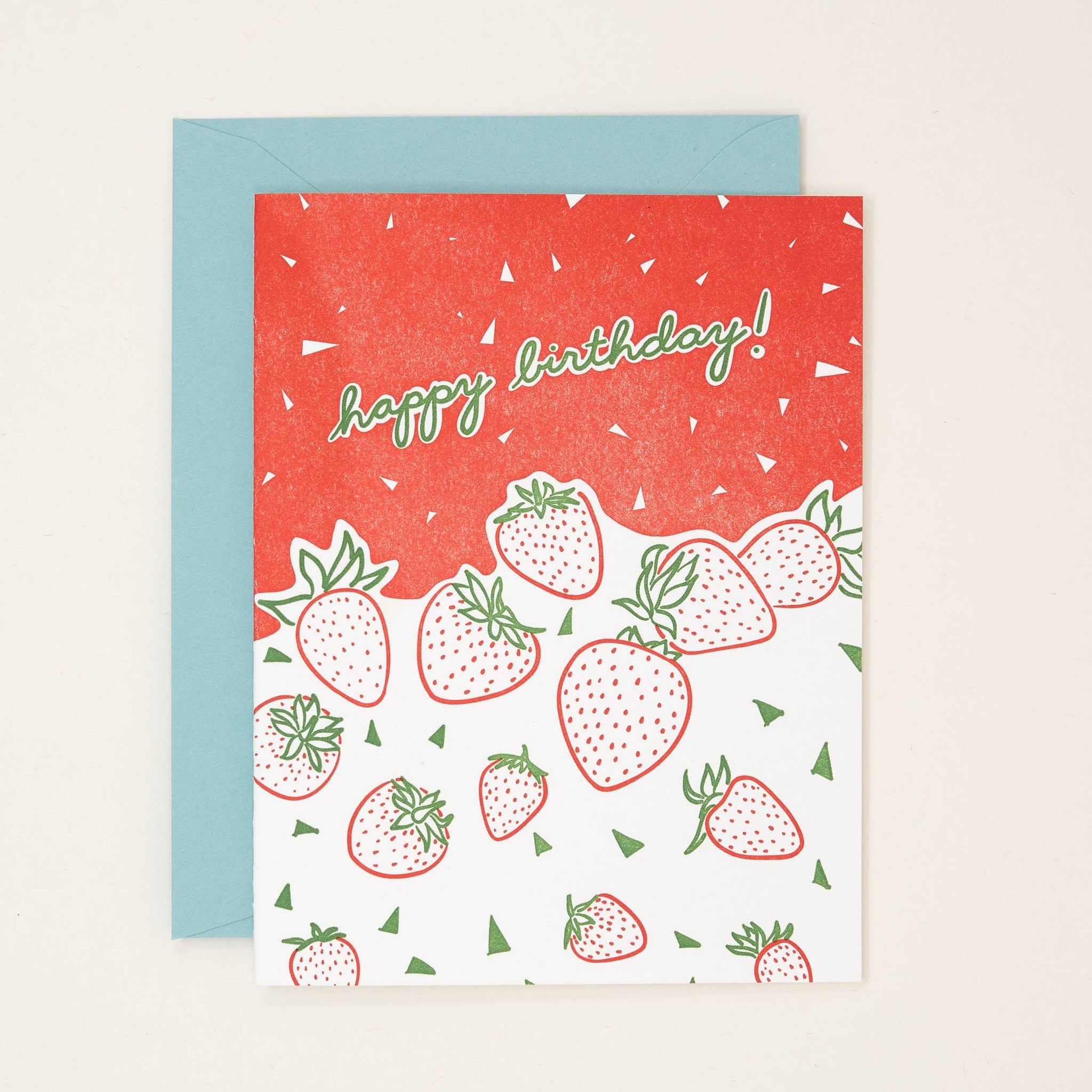 Birthday Strawberries Letterpress Card