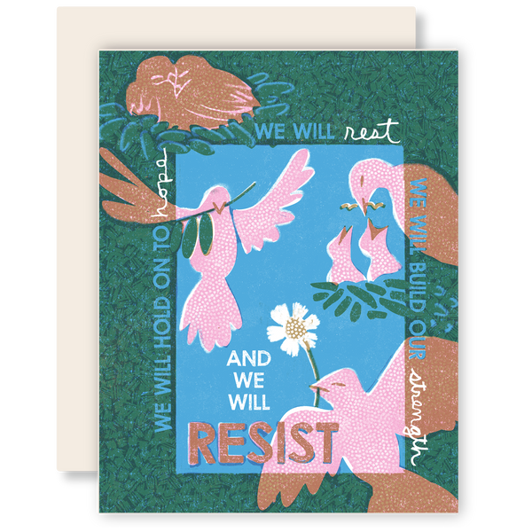 Rest, Build, Hold, Resist | Single Activism Risograph Card