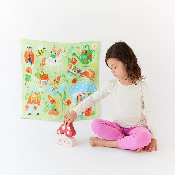 Gnome Village Playsilks with Wooden House Stacker