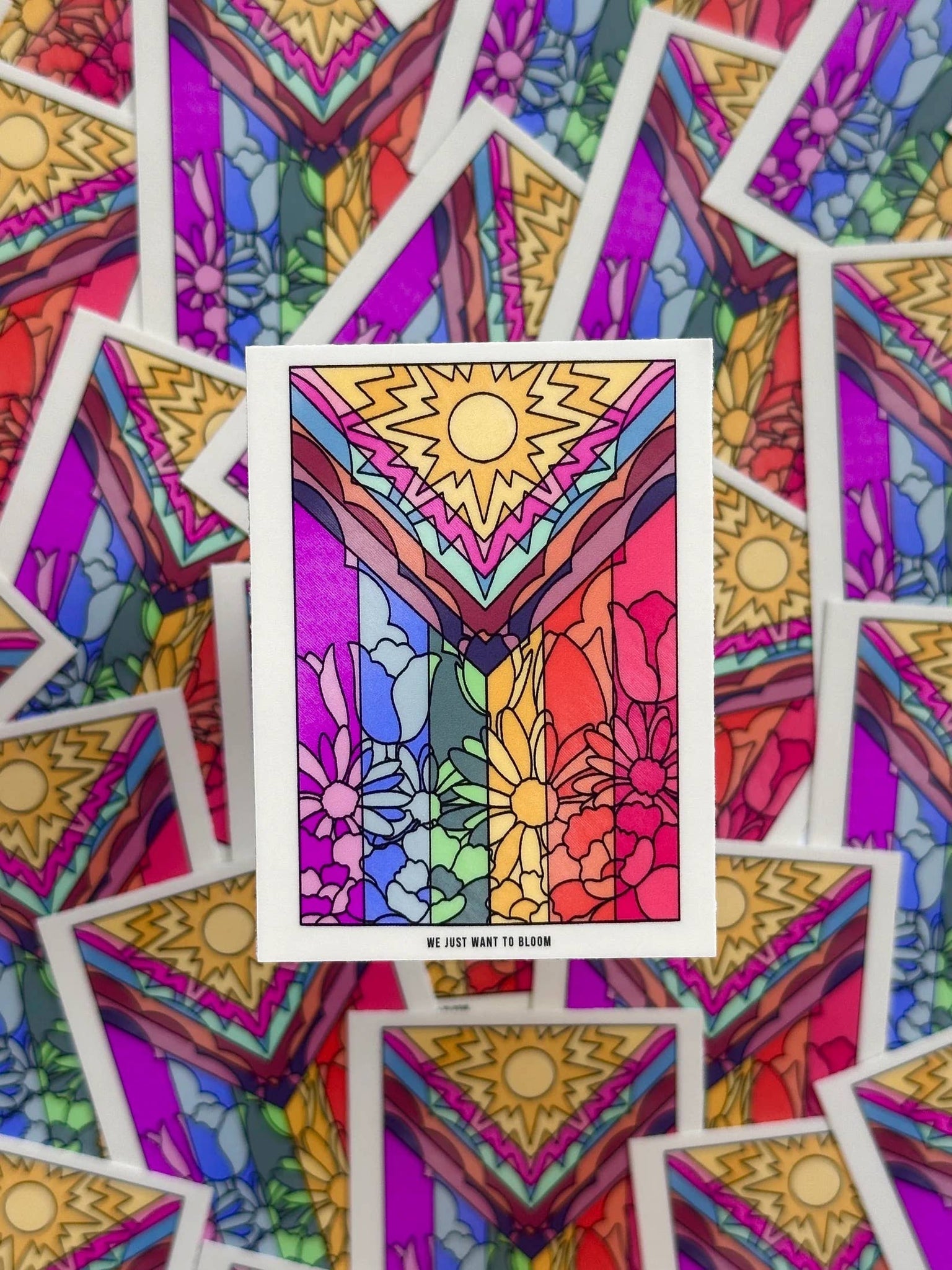 We Just Want to Bloom | Flower Pride Flag Sticker