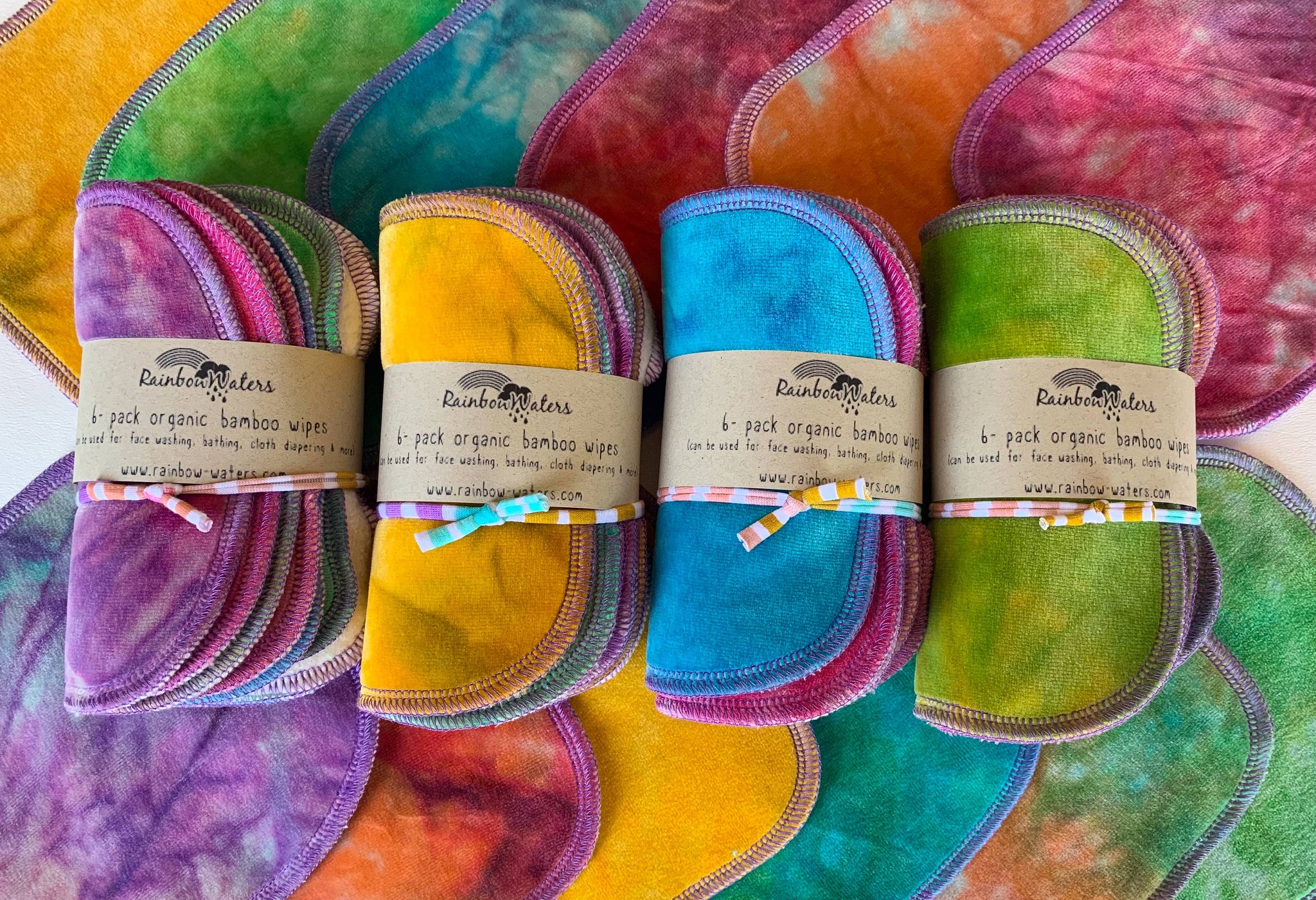Rainbow Crayons Reusable Wipes | 6-pack | Organic Bamboo/Cotton