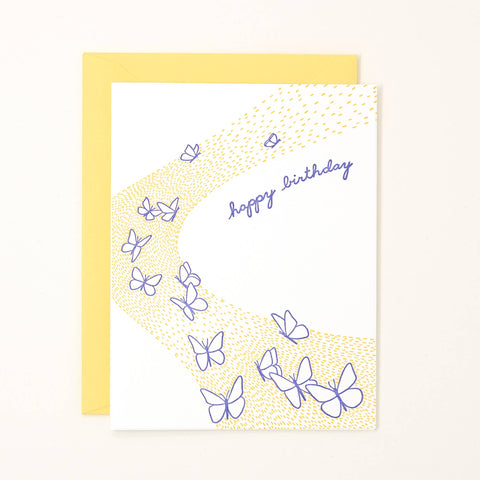 Birthday Butterflies in Flight Letterpress Card