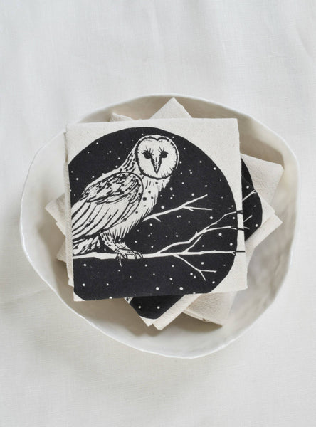 Barn Owl Cloth Napkin Set, Organic