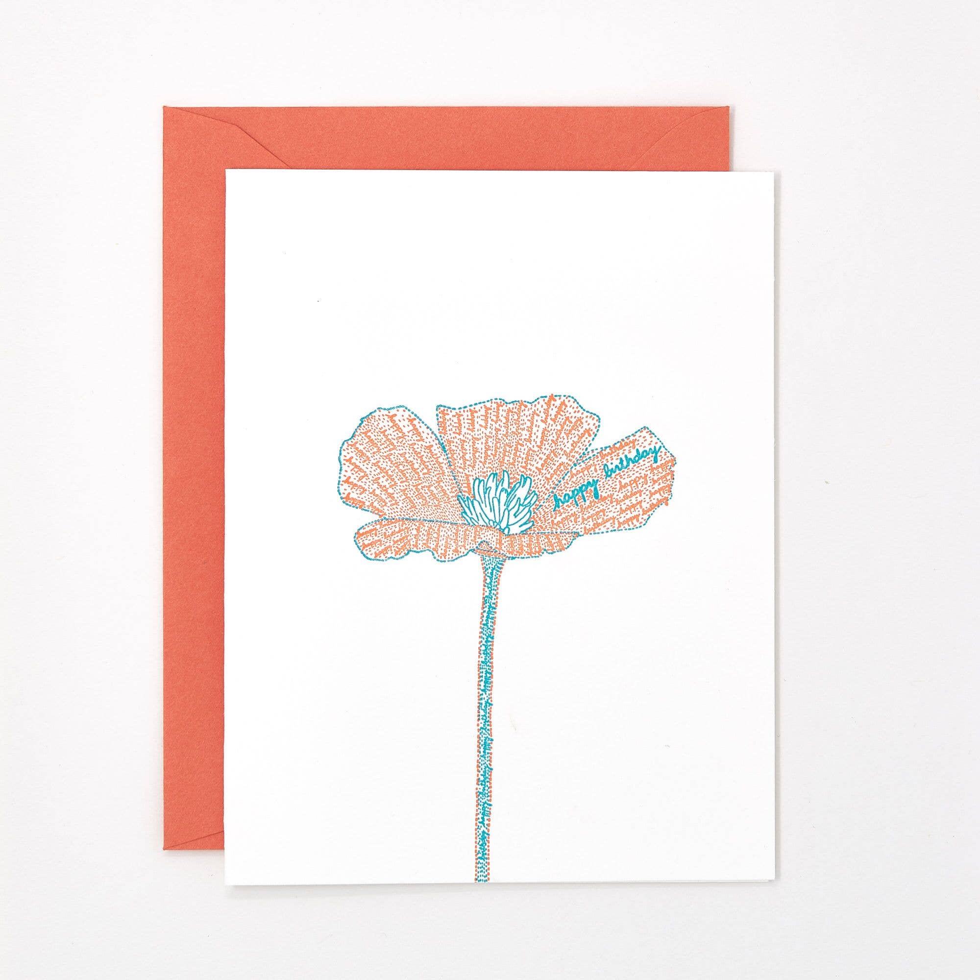 Birthday Poppy Letterpress Card