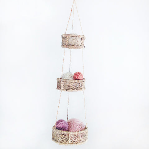 Luna Handwoven Tree Bark Hanging Basket