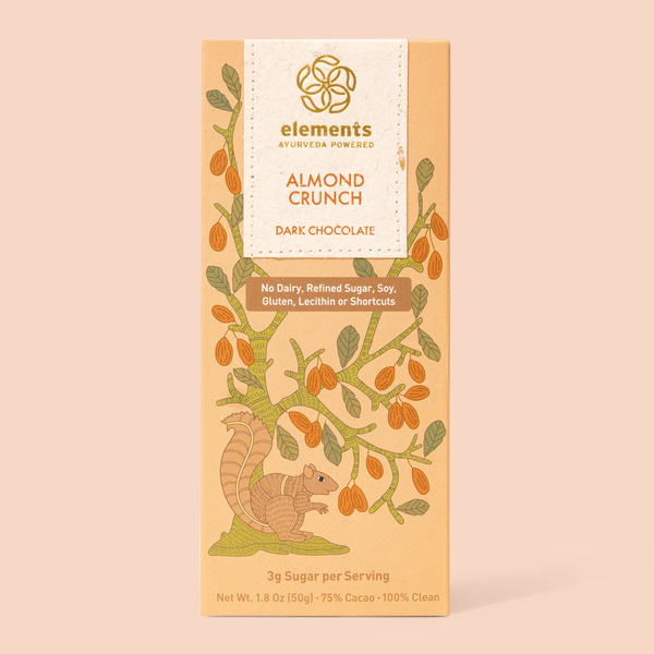 Almond Crunch Dark Chocolate Bar | Ayurveda Powered with Saffron