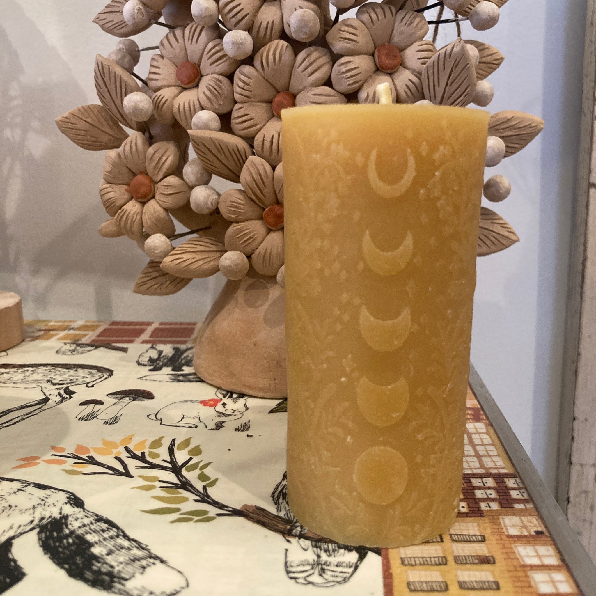 Moon Phases Pillar Beeswax Candle