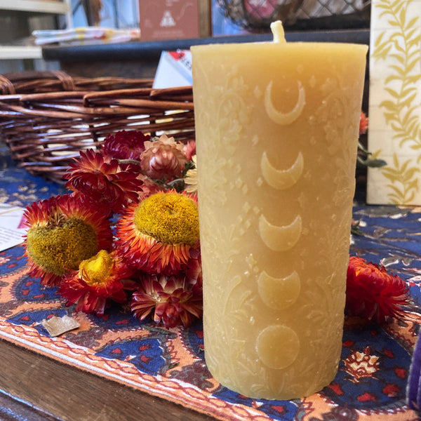 Moon Phases Pillar Beeswax Candle
