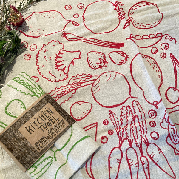 Fruit and Veg | Small Cotton Kitchen Towel
