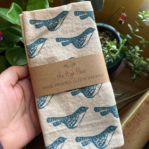 Birds Cloth Napkins | Cotton\Linen Blend