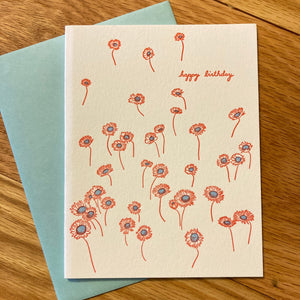 Birthday Daisies Letterpress Card