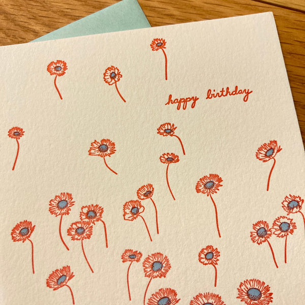 Birthday Daisies Letterpress Card