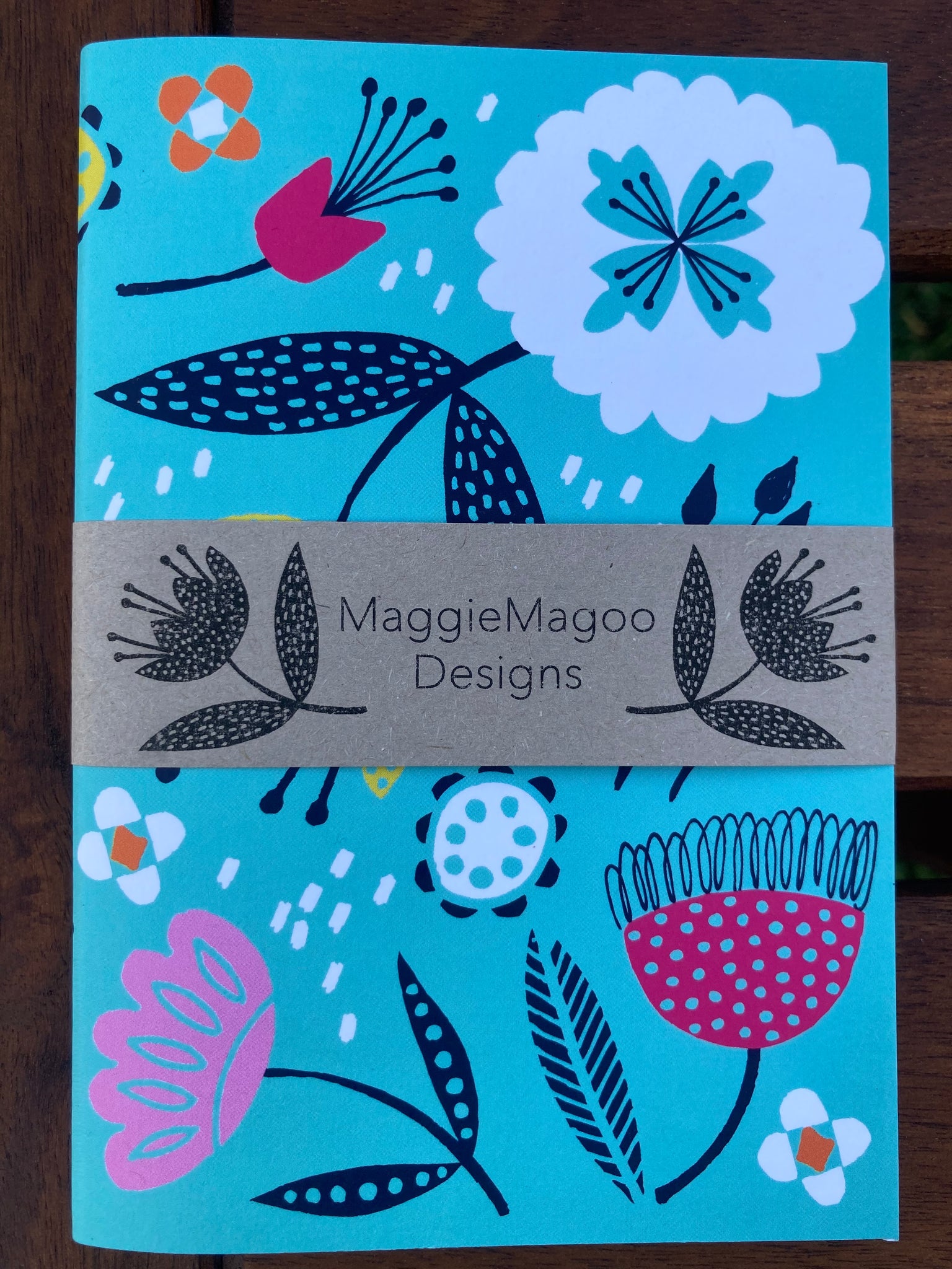 Aqua Floral A6 Notebook
