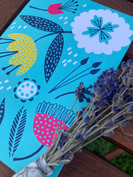 Aqua Floral A6 Notebook