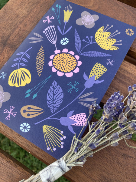 Violet Floral A6 Notebook