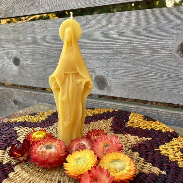 The Blessed Mother Mary of the Bees Beeswax Candle