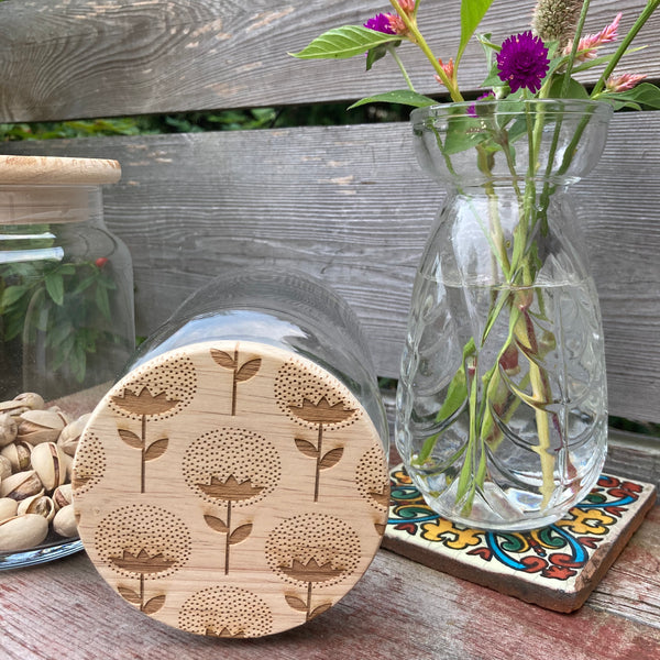 Dandelion Wood Lid Glass Jar