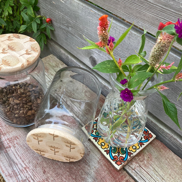 Dandelion Wood Lid Glass Jar