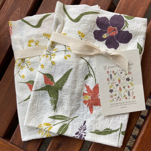 Hummingbird Garden Tea Towel