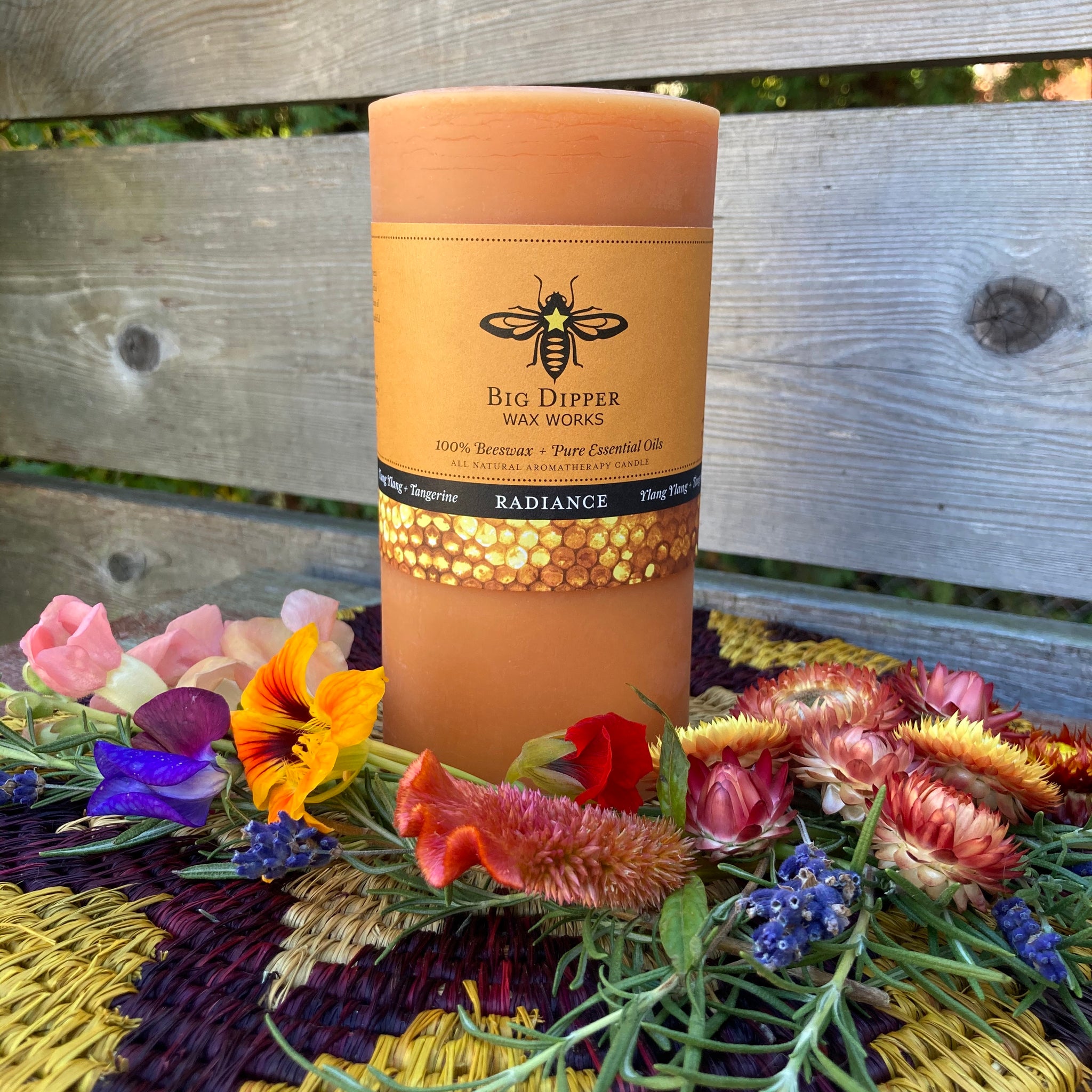 Pure Beeswax Aromatherapy Pillar Candle 3" x 6"  | Radiance