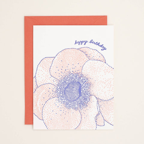 Birthday Anemone Letterpress Card